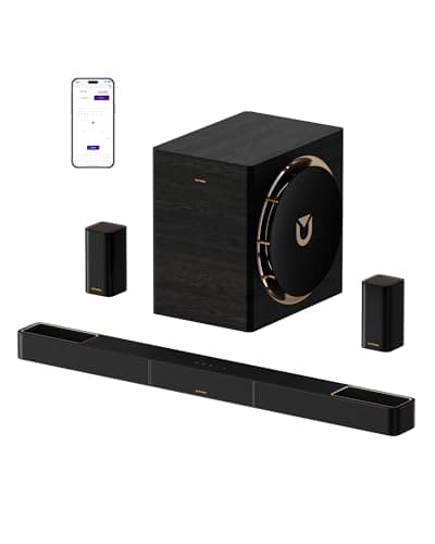 ULTIMEA Skywave X70 7.1.4ch Professional Wireless Surround Sound System for TV w/Dolby Atmos, 980W Sound Bar with 10" Wireless Subwoofer, 20Hz Low Frequency, GaN Amplifier, 4K HDR Pass-Through