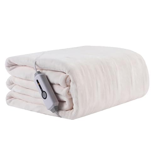 Electric Heated Blanket 72"x84" Full Size, Soft Coral Fleece with 4 Heating Levels and 10 Hours Auto-Off, Machine Washable, Cozy Plush Fabric for Home, White