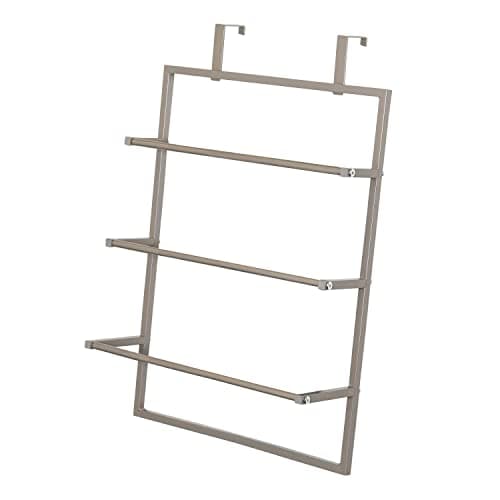 Honey-Can-Do Over-The-Door 3-Tier Towel Rack - Chrome Steel Bathroom & Closet Storage Organizer for Hanging Towels, Clothes, Robes