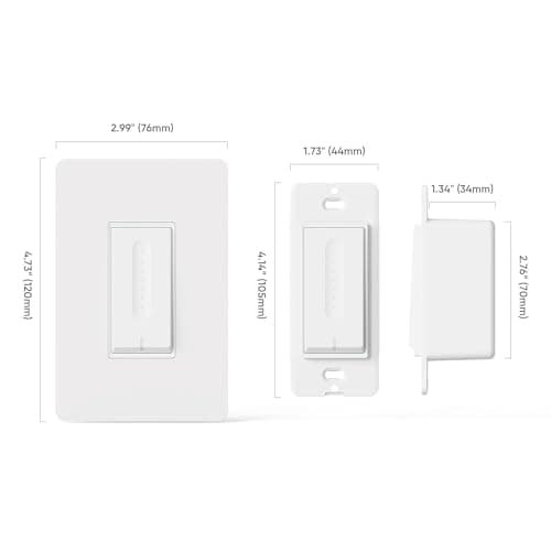 TREATLIFE Smart Dimmer Switch 4 Pack, Single Pole Smart Switch Works with Alexa and Google Home, Neutral Wire Required, 2.4GHz WiFi Dimmer Light Switch for LED, CFL, Incandescent Bulbs 9