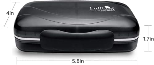 Travel Pill Organizer Large Portable Medication Fullicon Oversize 8 Compartment Pill Box, Vitamin Travel Case Pill Holder - Airtight & Moistureproof (Black) 6