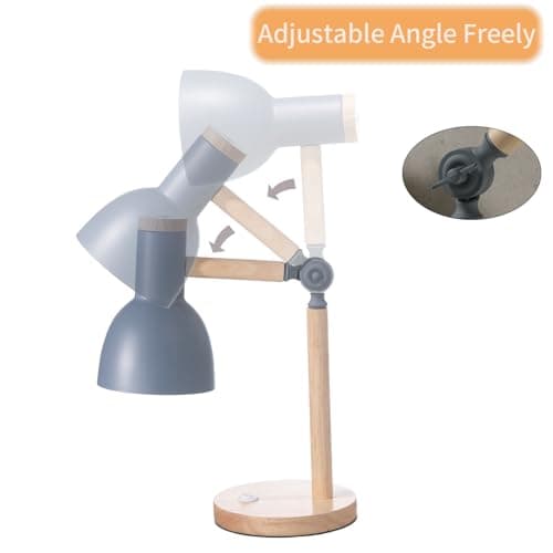 LRXJHHTY Small Wooden Desk Lamp,Adjustable tri-Color Kids Table Lamp,Desk Lamp for Home Office,Bedside lamp,Dorm lamp (Grey) 5