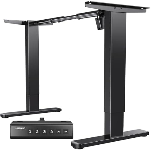 HUANUO Standing Desk Frame with 220lbs Powerful Brushless Motor, Thick T-Shaped Adjustable Desk Legs Made of Automotive-Grade Steel, for Max 75″ x 35″ Desktop, for Home Office, Black Frame Only 8