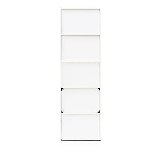 Furinno LUDER Book Shelf, 5-Cube Bookshelf, Bookcase with Open Shelf, 9.4 x 15.8 x 52, for Living Room, Bedroom, Home Office, White 9