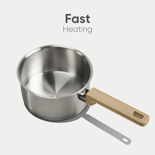 CAROTE 3.5Qt Stainless Steel Sauce Pan Set with Lid, 3-ply Base, Non-Toxic PTFE & PFOA Free Saucepan, Induction Cookware Set, Small Kitchen Pots, Stay-Cool Handles 6