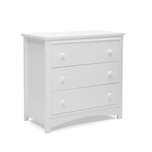 Delta Children Perry 3 Drawer Dresser with Changing Top and Interlocking Drawers, Bianca White 10