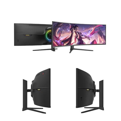 Vandossy 49” Curved Gaming Monitor, USB-C 65W, 144Hz Ultrawide, Built-in Speakers, DP, HDMI, PIP/PBP, 32:9 Dual FHD 3840x 1080P, Tilt/Swivel/Height Stand, R1500 Curve PC Monitor 8