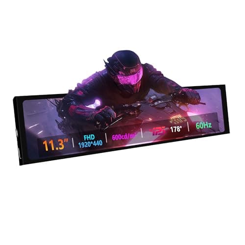 ZHAOCAILIN 11.3 Inch Mini Monitor - FHD IPS1920x440 LCD Display, Computer Secondary Screen, CPU Temp Monitors with Casing for PC Case Temp Windows Aida64 CPU GPU Monitor