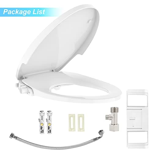 Homfan Non-Electric Round Bidet Toilet Seat with Dual Self-Cleaning Nozzles, Adjustable Spray Pressure and Position, Slow-Close Lid, Easy Installation, Ideal for Personal Hygiene and Comfort, White 7