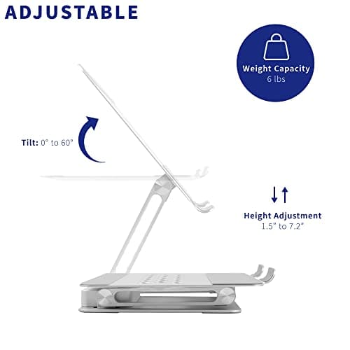 VIVO Universal 11 x 9 inch Height Adjustable Ergonomic Laptop Riser Docking Station with USB-C, USB-A, HDMI 4K60, DP 4K60, PD, RJ45, Tabletop Desk Stand Power Hub, Silver, STAND-V000LD 5