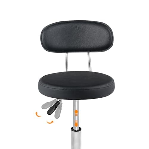HOOBRO Height Adjustable Rolling Stool, 360° Rotating Drafting Chair, Multi-Purpose Office Desk Chair, Rolling Swivel Salon Stool Chair, for Barber Shop, Nail Salon, Office, Black SB01BY01G1 9