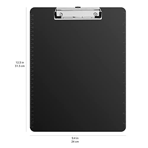 Amazon Basics Sturdy Plastic Clipboards, Low Profile Clip, Lightweight Versatile Office Supplies for Classrooms, Restaurants, Doctor Offices, Black, 2-Pack 5