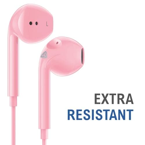 LUDOS ZENITH Wired Earbuds in-Ear Headphones, 2 Years Warranty, Earphones with Microphone, Corded for 3.5mm Jack Ear Buds for iPhone, Samsung, Computer, Laptop, Kids, School Students, Small Ear - Pink 6