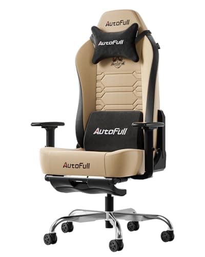 AutoFull C3 Gaming Chair, Racing Style Gaming Chair with Ergonomic Lumbar Support,Adjustable High Back PU Leather PC Chair with Footrest,Brown