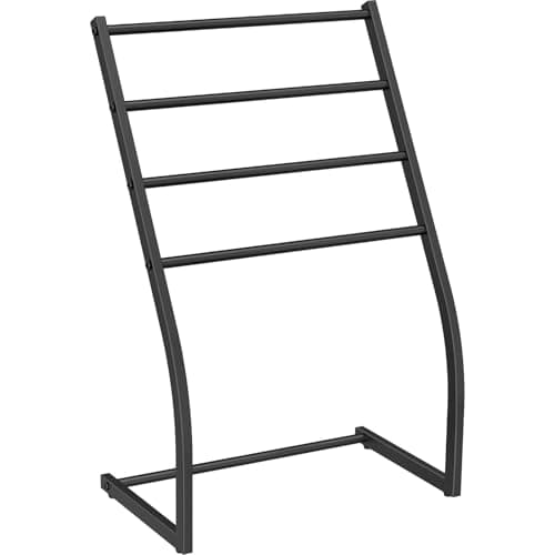 Honiter Free Standing Towel Rack, Towel Racks for Bathroom, 4 Tier Metal Towel Bar Stand, Blanket Ladder Holder, Drying & Display Rack for Oversized Bath Towels 9
