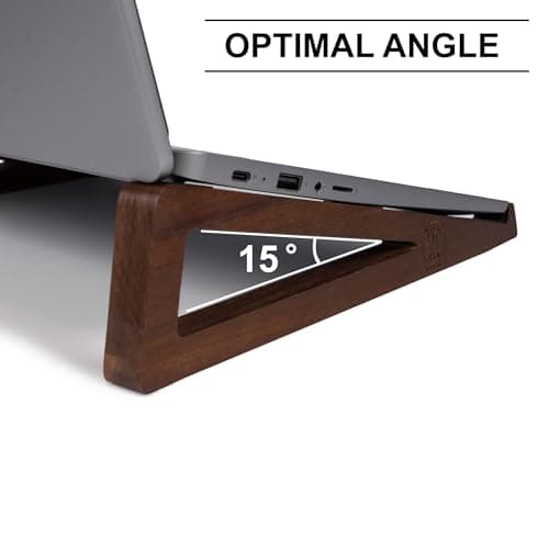 S&A WOODCRAFT Wooden Laptop Stand, Portable Desk Laptop Holder for Tablet with Carry Pouch, Compact Travel Laptop Stand with Protective Silicone Pads, Suitable for Laptops and Tablets 5