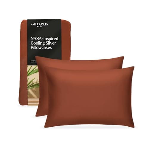 Miracle Made Soft, Breathable Cotton Pillowcase Set, 2-Piece – Silver-Treated, Cool-to-The-Touch Covers for a Fresher-Feeling Sleep Surface – Standard Size, Terracotta