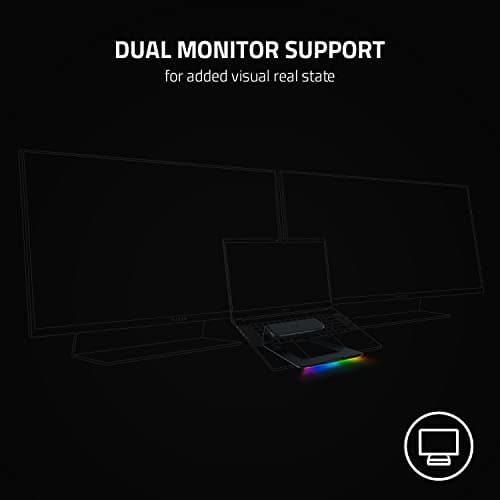 Razer Laptop Stand Chroma V2: USB C Hub with 4K HDMI, 2 USB 3.1, PD 100W - Ergonomic Design - Anodized Aluminum Construction - Customizable Chroma RGB Lighting - Matte Black 6