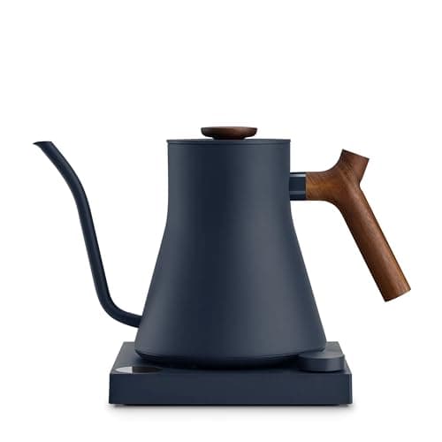 Fellow Stagg EKG Pro Electric Gooseneck Kettle - Pour-Over Coffee and Tea, Quick Heating, Precise Temperature Control, Scheduling, Built-in Brew Timer, Stone Blue with Walnut Wood Handle, 0.9 Liter