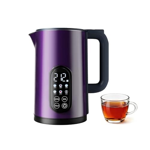 Electric Kettle with Temperature Control, 1.7L Stainless Steel Hot Water Kettle, 5 Presets for Tea & Coffee, 2H Keep Warm, Fast Boil, Auto Shut-Off & Boil-Dry Protection, Cordless Tea Kettle,Purple