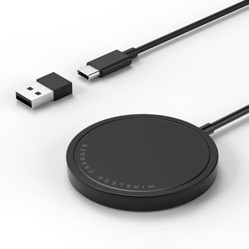 PINRUIGE Magnetic Wireless Charger for iPhone 15W Max Fast Mag-Safe Wireless Charging Pad Compatible with iPhone 16/16 Plus/16 Pro/16 Pro Max/15/14/13/12 Series with USB-A Converter Black