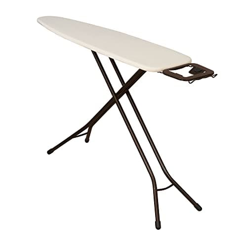 Household Essentials Ultra Ironing Board, 4-Leg, with Steel Top and Iron Rest, Cotton Cover with Fiber Pad, Heat and Stain Resistant, Antique Bronze Frame