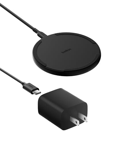 Belkin Wireless Charging Pad 15W - Qi Charger, Charging Station for Apple iPhone 17, iPhone 16/15/14 Series, AirPods, Samsung Galaxy S25, Galaxy S24, Pixel 10 - Power Supply and Cable Included - Black