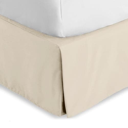 Bare Home Queen Bed Skirt - 15-Inch Tailored Drop Easy Fit - Bed Skirt for Beds - Center & Corner Pleats (Queen, Sand)