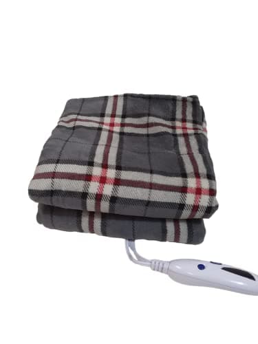Biddeford Blankets Microplush Electric Heated Throw Blanket with Adjustable Heat Settings and Auto Shut-Off Timer, Machine Washable, Digital Controller, Throw, Grey/Red/Cream Plaid
