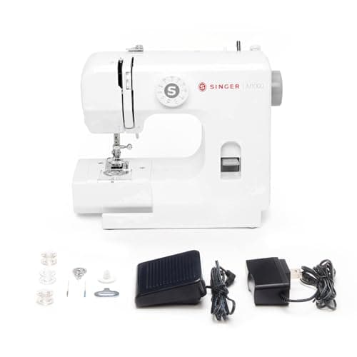 SINGER® M1000 Mending Machine (White) with Accessories | 4 Built in Stitches deliver 32 Stitch Applications | Compact, Lightweight, Portable | Great for Light to Medium Weight Fabrics & Repairs