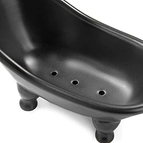 1piece 5.6" Black Ceramic Mini Bathtub Soap Dish Small Planter Makeup Organizer Container Hamster Bathtub (Black) 6