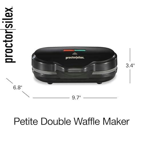 Proctor Silex Double Mini Waffle Maker Machine with 4” Round Non-stick Grids, Makes 2 Personalized Individual Breakfast Keto Chaffles and Hashbrowns, Compact, Black (26102) 8