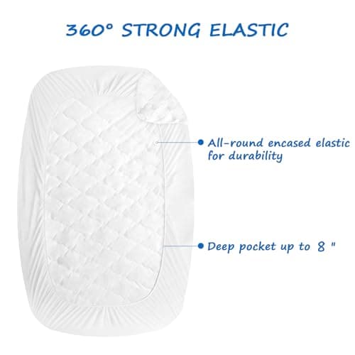 Sofa Bed Queen Mattress Pad Waterproof Mattress Protector, Sleeper Sofa Mattress Cover 60" X 72" X 8" Fitted for Queen Size Sofa Bed, Deep Pocket Mattress Topper, White (Cover Only) 5