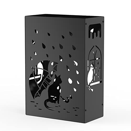 Mango Steam Cat Umbrella Holder Stand for Home or Office Entryways (Raining Cats, Black)