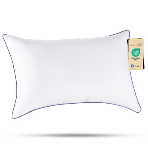 JOLLYVOGUE Pillows Standard Size Set of 1, Washable Supportive Single Bed Pillow with Super Soft Down Alternative Fill, Luxury Fluffy Hotel Quality for Side, Back, and Stomach Sleepers