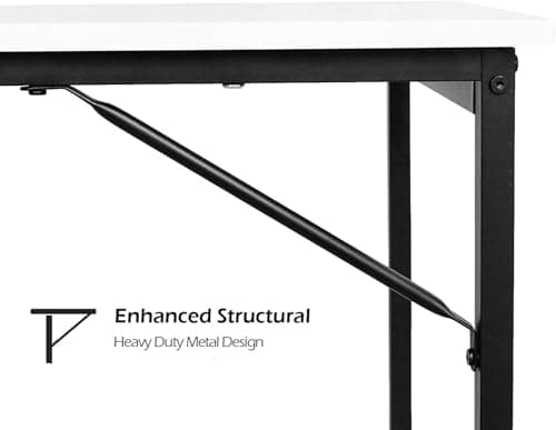 Lufeiya Computer Desk White Writing Table for Small Spaces Home Office 39 Inch Modern Study PC Desk with Storage Bag Hook, White Black 7