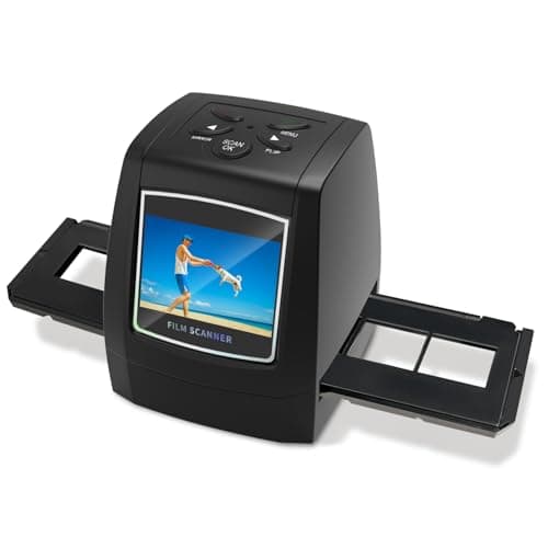 Mini Digital Film & Slide Scanner – Converts 35mm Negatives & Slides to JPEG Photo – Includes 2.4 LCD Screen – Easy Load Film Adapters