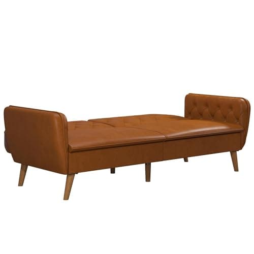Novogratz Tallulah Memory Foam Futon, Convertible Couch, Camel Faux Leather 15