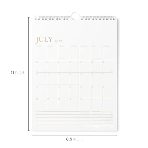 Karto Wall Calendar 2025 - Vertical 8.5x11 inch Runs Until June 2026 - Boost Your Productivity and Easy Planning with the Aesthetic Monthly Calendar - Golden 6