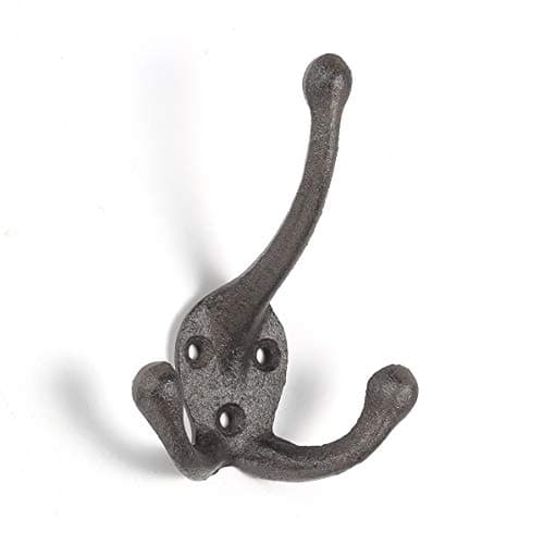 Ambipolar 5-Pack TriLeg Coat Hooks. Wall Mounted, Heavy Duty Decorative Black Wall Hooks for Mudroom, Hat Rack, Purse Hooks. Cast Iron Decorative ‎Antique Black Hooks 5