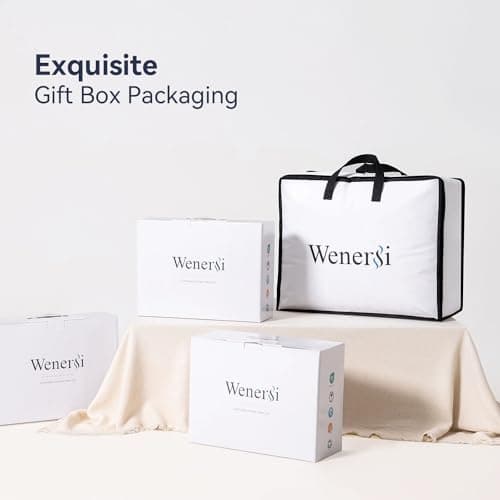 WENERSI Feather Down Fiber Comforter Oversize King Size,Hotel Style Bedding Comforter,750+ Fill Power,1200TC,100% Organic Cotton Fabric,All Season White Duvet Insert with 8 Corner Tabs 8