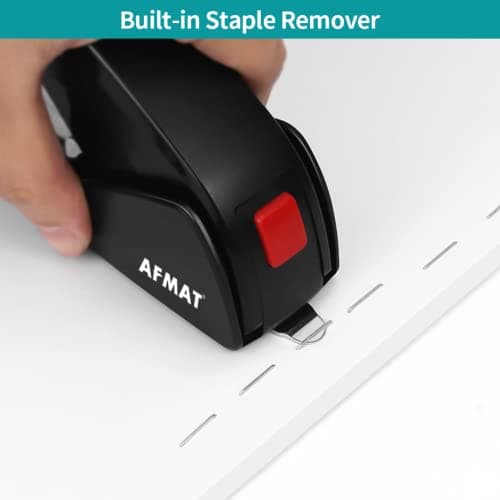 AFMAT Stapler for Desk, 50 Sheet Effortless Desktop Stapler Staple with One Finger, Portable Ergonomic Handheld Staplers Heavy Duty, Built-in Remover, Space Save Size, Good for Home & Office ES10 5