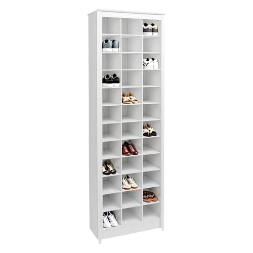 Prepac White Tall Storage Cabinet, Shoe Cabinet, Entryway Furniture with 36 Shoe Cubbies 13"D x 23.5" W x 72.5" H