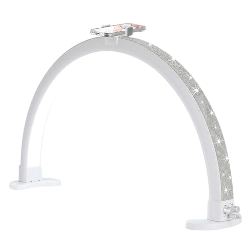 Ciyebst Half Moon Light with Phone Holder, 29 in 48W Nail Desk Lamp, Lash Light for Eyelash Tech, Makeup, Tattoo, Spa, Salon, Nail Tech Lamp with Stepless Dimming & Color Temperature(White)
