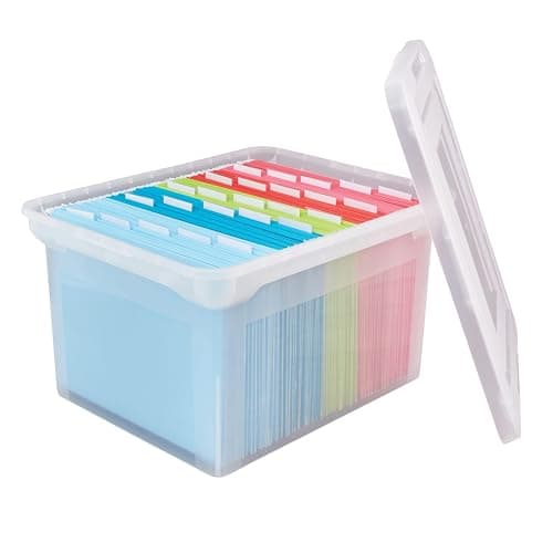 Generic (1 Pack) - OD Letter and Legal Plastic File Tote With Snap Lid And Built In Handles 18 in x 14.25 In x 10.87 In, Clear