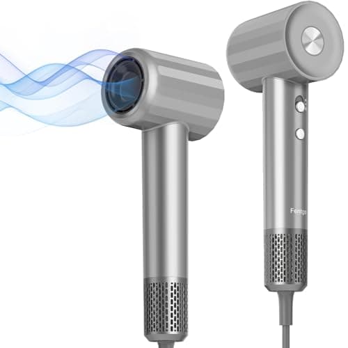 Fentgo Ionic Hair Dryer, Professional High Speed Blow Dryer with Brushless Motor for Fast Drying, Low Noise, Lightweight, Thermo-Control Bowdryer for Women Home (Grey)