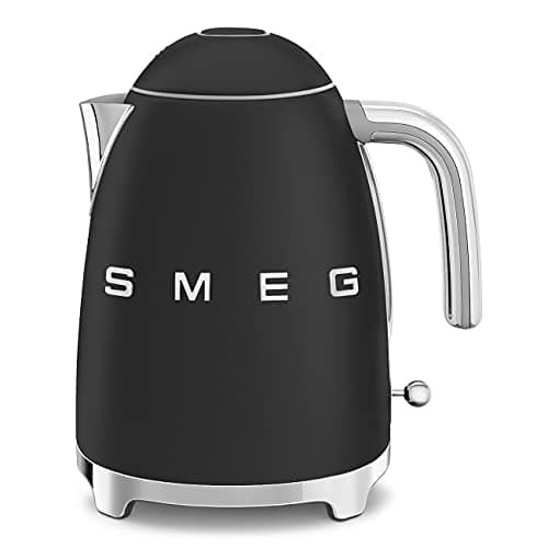 SMEG 50's Retro Style Electric Water Kettle with Automatic Shutoff, Removable Base, and Water Indicator, KLF03BLMUS, Matte Black