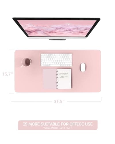 YSAGi Non-Slip Leather Desk Pad Blotter, Waterproof Laptop Computer Desk Keyboard Mat, Table Protector Mat, Large Mouse Pad for Office/Work/Home/Decor(Pink, 31.5" x 15.7") 7
