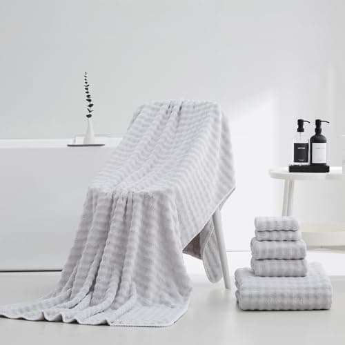 HVMS Oversized Bath Towels 40x80 Inches Extra Large Bath Sheets for Adults Thick Super Soft Quick Dry Highly Absobent Microfiber Shower Towels (Grey, 2PCS) 3