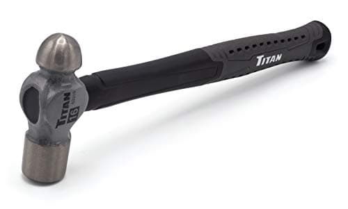 Titan 63316 16oz Ball Pein Hammer, Forged Steel Head, 12.5" Shock Absorbing Fiberglass Handle with Textured Rubber Grip